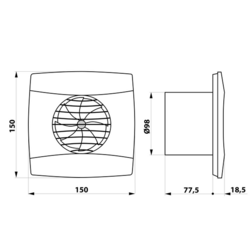 UC-10 T koupelnový ventilátor axiální s časovačem, 8W, potrubí 100mm, bílá