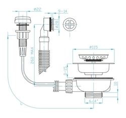 PLAST BRNO Dřezový výt. ventil 115 6/4", ovládání