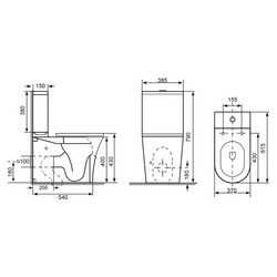 LEON WC kombi, Rimless, spodní/zadní odpad, bílá