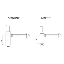 MINITOTI sifon pro umývátko, 5/4", odpad 32mm, černá mat