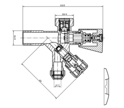 Kombinovaný ventil 1/2"x3/4"x3/8", chrom