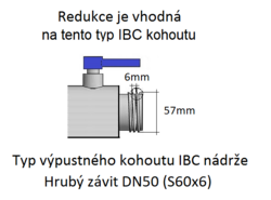 MEDIO IBC redukce DN50 - zahradní, mosazný kohout 3/4"