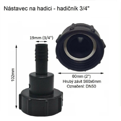 MEDIO Nástavec na hadici 3/4" (hadičník - dlouhý) na IBC nádrž