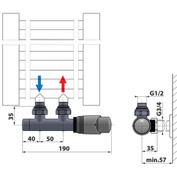WICHER připojovací sada termostatická pro středové připojení 50mm, provedení bílá