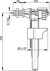 ALCA Napouštěcí ventil WC boční 1/2" Alca A-150 plast keramické nádržky A150-1/2