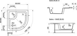 RAVAK SABINA 90 LA sprchová vanička 90x90 cm, R500, akrylát, bez nožiček