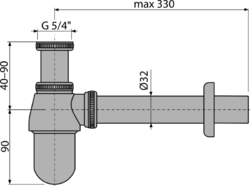 ALCADRAIN Sifon umyvadlový DN32 s převlečnou maticí 5/4", kov