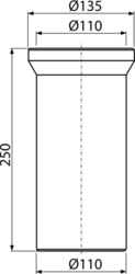 Alcadrain Dopojení k WC – nátrubek 250 mm A91-250
