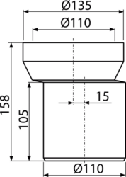 ALCADRAIN Dopojení k WC – nátrubek excentrický 158 mm