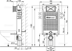 Set modul 3v1 Alcadrain AM115/1000 tlačítko bílé M370 Renovmodul AM115/1000-3:1