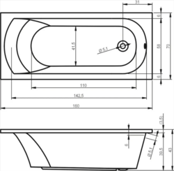 Riho vana MIAMI bílá 1600 x 700 mm typ BB60 včetně noh 01U