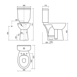 HANDICAP WC kombi zvýšený sedák, spodní odpad, bílá