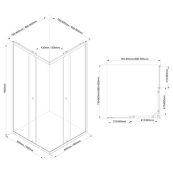 AGGA BLACK čtvercová sprchová zástěna 800x800mm, čiré sklo