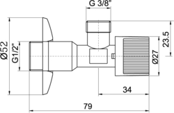 NOVASERVIS Rohový ventil bez filtru 1/2"x3/8"