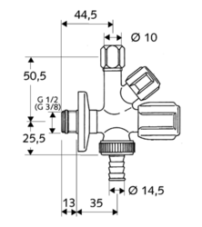 Pračkový kombi ventil se ZK SCHELL COMFORT 1/2"x3/8"x3/4" S035510699