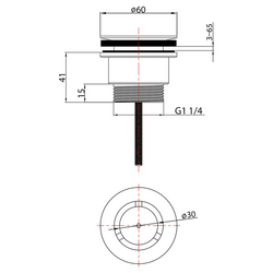 Umyvadlová výpust 5/4“, neuzavíratelná, design zátka, 3-65mm, chrom