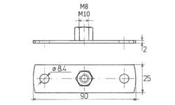 upevňovací deska M8/90x25mm nerez