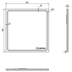 GEMINI zrcadlo s LED osvětlením 70x70cm