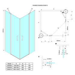 LORO čtvercový sprchový kout 900x900 mm, rohový vstup