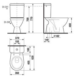 JIKA LYRA PLUS WC kombi, Dual-Flush, spodní odpad, boční napouštění