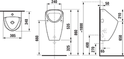JIKA GOLEM urinál 305x340mm, odsávací, vnější přívod vody, bílá