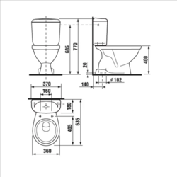 EUROLINE WC kombi spodní svislý odpad, JIKA, BEZ sedátka 8.6027.3.000.787.3 armatura Siamp