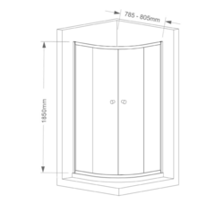 ARLETA čtvrtkruhová sprchová zástěna 800x800mm, čiré sklo