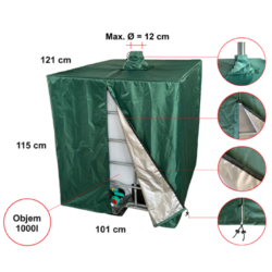 Ochranný kryt na 1000l IBC nádrž, UV ochrana + kryt na přívodní trubku