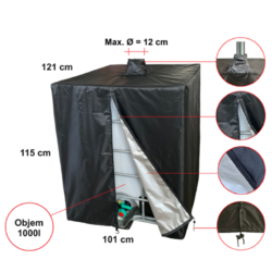Ochranný kryt na 1000l IBC nádrž, UV ochrana + kryt na přívodní trubku