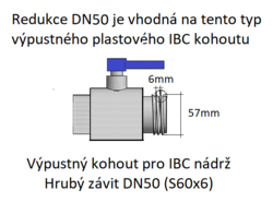 Spodní šroubovací uzávěr - víčko DN50 - hrubý závit S60x6 na IBC nádrž - kontejner