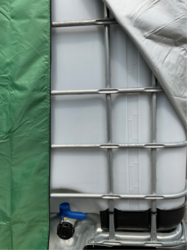 Ochranný kryt na IBC nádrž 640l – UV ochrana, zip na kontrolu hladiny, fixace – zelený