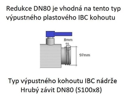 Spodní šroubovací uzávěr (víčko) DN80 průměr100mm-závit (S100x8) (IBC nádrž - kontejner )