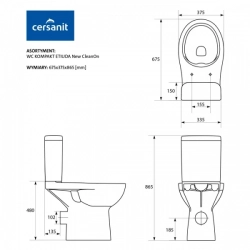 CERSANIT - WC KOMPAKTNÍ ETIUDA NEW CLEANON 010 3 / 6L, boční napouštění, Invalidní 