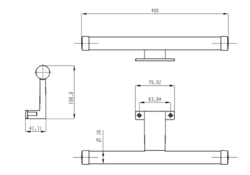 KRONAS LED svítidlo, 6W, 230V, 400x40x100mm, plast, chrom