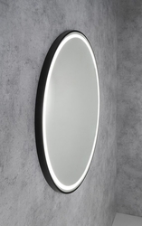 KADRIS kulaté zrcadlo s LED osvětlením o 80cm, černá mat
