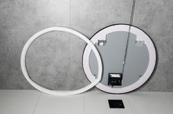 KADRIS kulaté zrcadlo s LED osvětlením o 80cm, černá mat