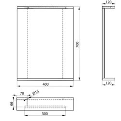 KORIN STRIP zrcadlo s LED osvětlením 40x70x12cm