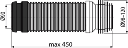 Alca WC připojovací kus flexi k modulu 230-450 mm DN90/100 koleno odpadu M9006