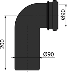 Alcadrain Koleno odpadu komplet DN90/90