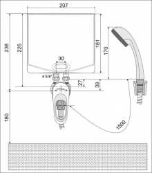 HAKL MK SET 9kW ohř. se sprchovou pák. bat., 150 cm IconicLine