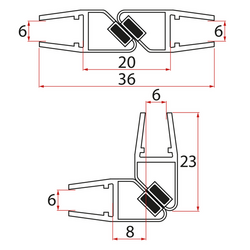 Set magnetických těsnění 45°pro sklo 6/6mm, 1900mm