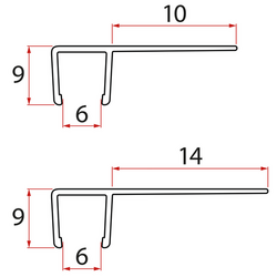 Set svislých těsnění pro sklo 6/6mm, 1900mm