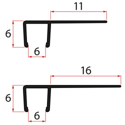 Set svislých těsnění pro sklo 6/6mm, 1900mm, černá