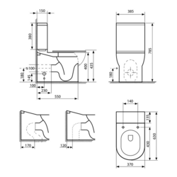 JALTA WC kombi, Rimless, spodní/zadní odpad, bílá
