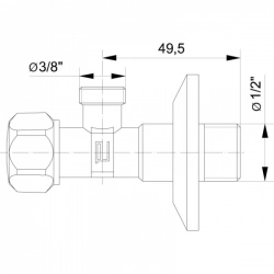 Rohový ventil 1/2" - 3/8" bez filtru