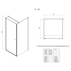 PILOT čtvercový sprchový kout 800x800 mm, sklo Brick