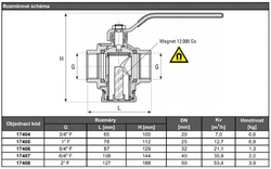 Kulový kohout 3/4" s filtrem a MAGNETEM, páka