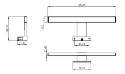 SERAPA LED svítidlo 5W, 230V, 300x40x100mm, plast, chrom