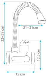 Dřezová baterie Homelife Digiterm s elektrickým ohřevem vody bílá/chrom SDR-10C-3