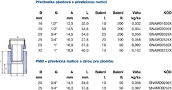 WAVIN EKOPLASTIK PPR nátrubek s PM 20mm, 1/2" , s převlečnou maticí, svařovací, voda, PP-R